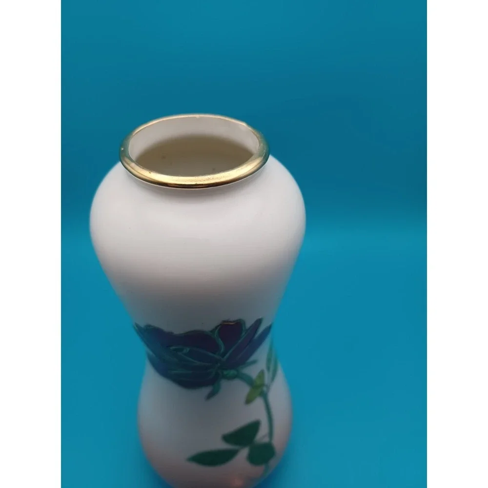 Vintage Made in Japan Porcelain Bud Vase Gold Gilt Purple Rose Peach Ombre